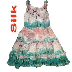 Women's 100% Silk Size M Short Sleeve Dress SDK400